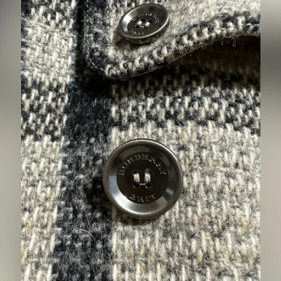 Burberry Grey Red Black 100% Wool Nova Plaid Coat - Picture 11 of 12